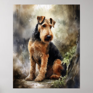 Póster Airedale Terrier Dog Art Print Poster