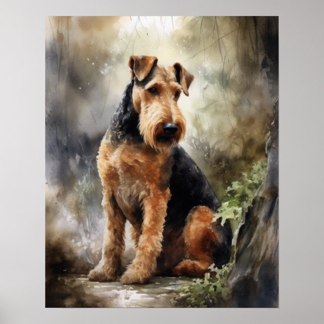 Póster Airedale Terrier Dog Art Print Poster (Frente)