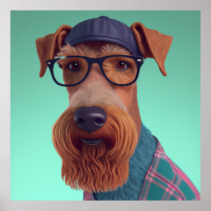 Póster Airedale Terrier Hipster Dog Poster