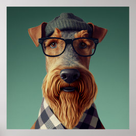 Póster Airedale Terrier Hipster Dog Poster