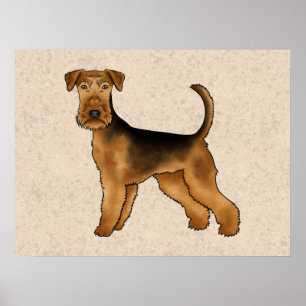 Póster Airedale Terrier Perro De Dibujos Animados Lindo B