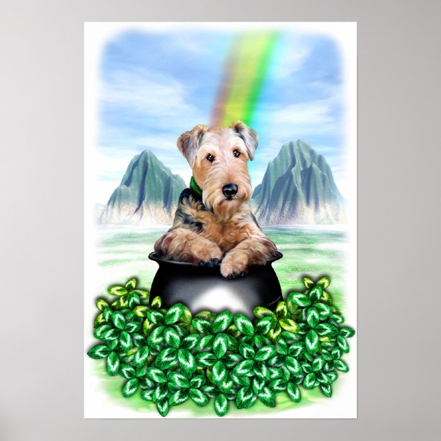 Póster Airedale Terrier Pot de Poster de oro (Frente)