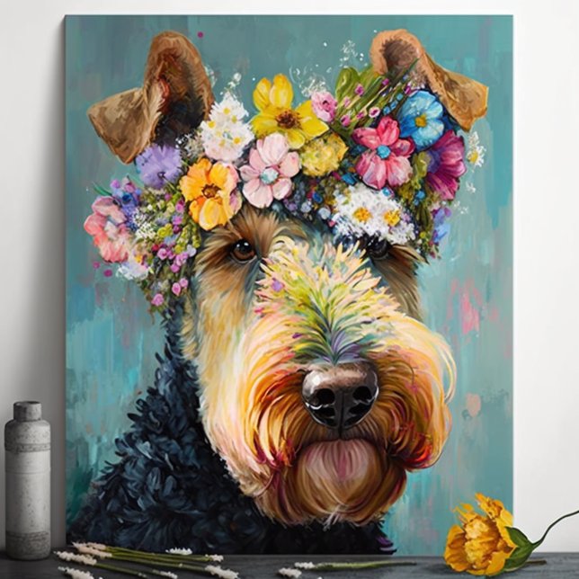Póster Airedale Terrier Resumen Pintura floral (Subido por el creador)