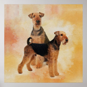 Póster Airedale Terriers Digital Art