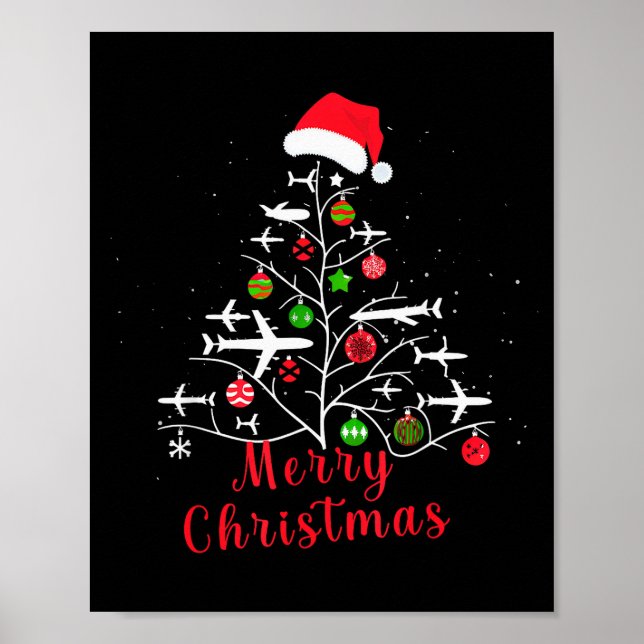 Póster Airplane Christmas Tree Xmas For Men Women Youths  (Frente)