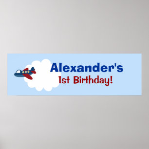 Póster Airplane Custom Birthday Banner Poster Print