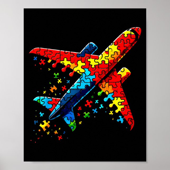 Póster Airplane Jigsaw Puzzle Kids Toddler Boys Autism Aw (Frente)