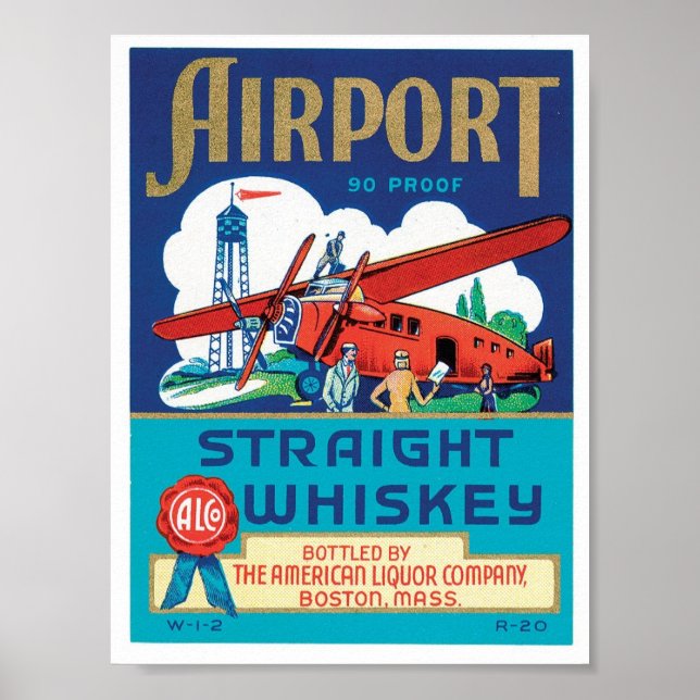 Póster Airport Straight Whiskey Boston Massachusetts (Frente)
