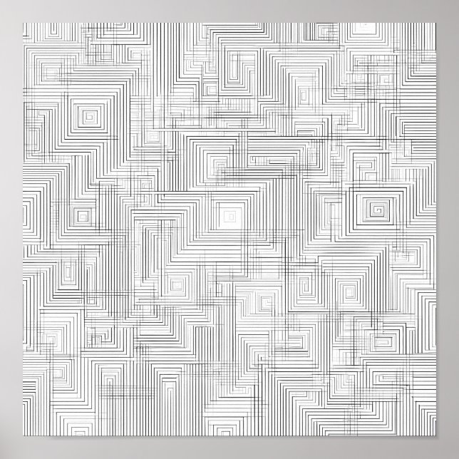 Póster Airy Layered Labyrinth Decoupage Template Line Art (Frente)