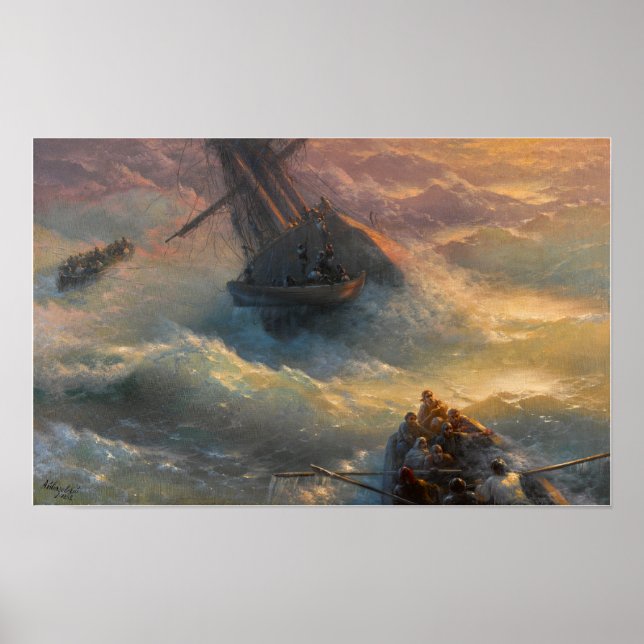 Póster Aivazovsky - Abandono de Buque (Frente)