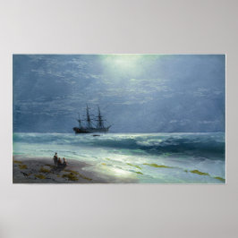 Póster Aivazovsky - Aterrizaje bajo luz de luna 1895