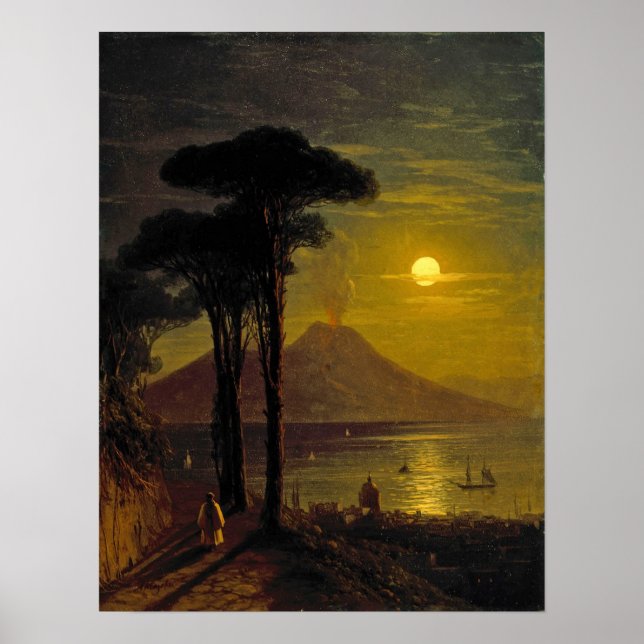 Póster Aivazovsky - Bahía Napolitana En La Noche De La Lu (Frente)