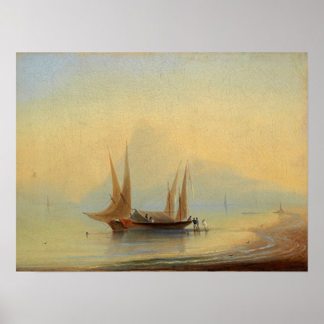 Póster Aivazovsky - Barcazas en la Costa (Frente)