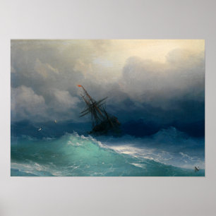 Póster Aivazovsky - Barco en mares tormentosos