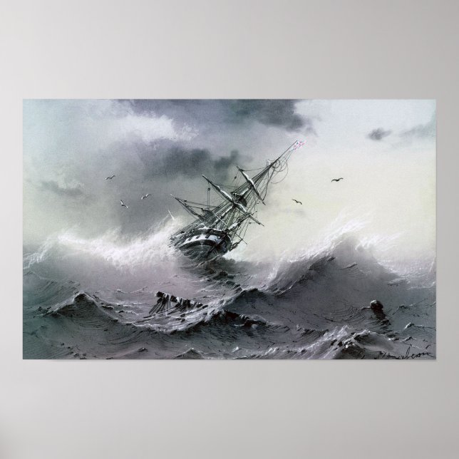 Póster Aivazovsky - Barco que se hunde (Frente)