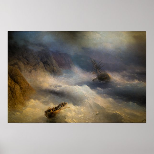 Póster Aivazovsky - Barcos En Tormenta (Frente)