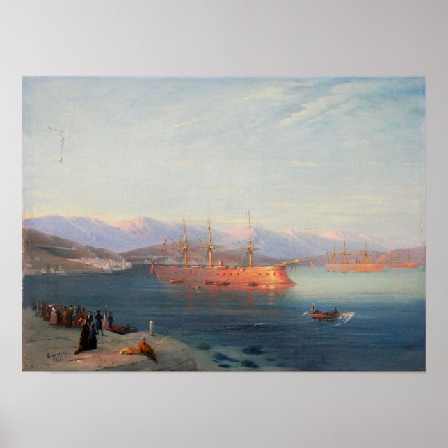 Póster Aivazovsky - Buques Franceses Saliendo Del Mar Neg (Frente)