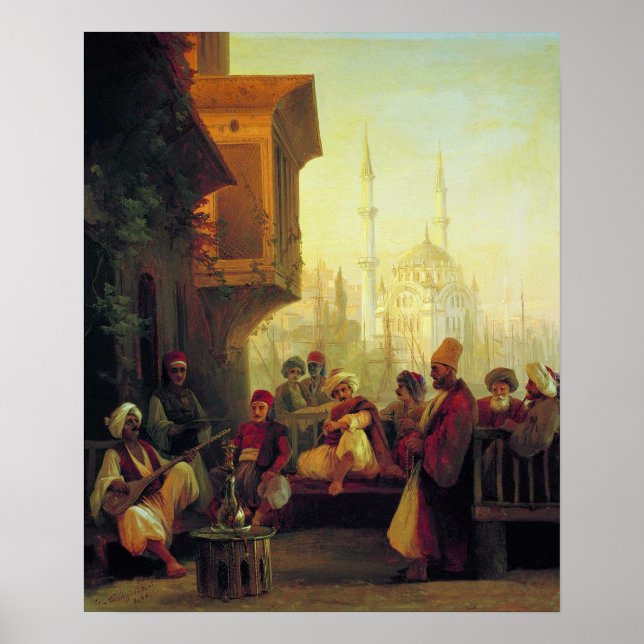 Póster Aivazovsky - Café, Mezquita Ortakoy, Consta... (Frente)