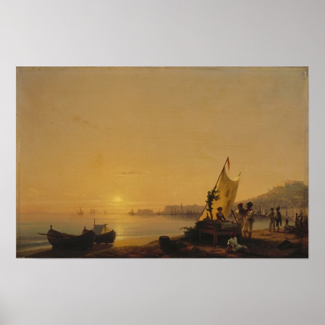 Póster Aivazovsky - La Bahía De Nápoles 1900 (Frente)
