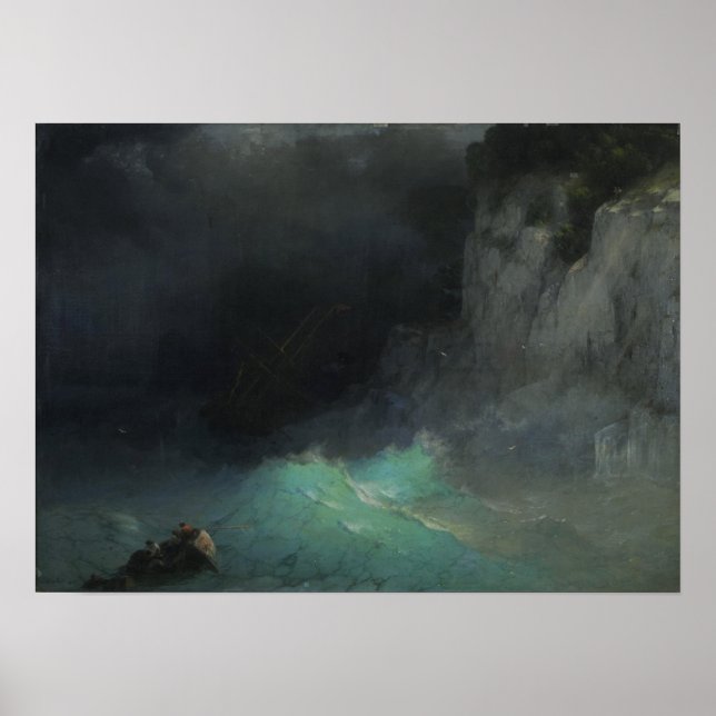 Póster Aivazovsky - La tormenta 1861 (Frente)