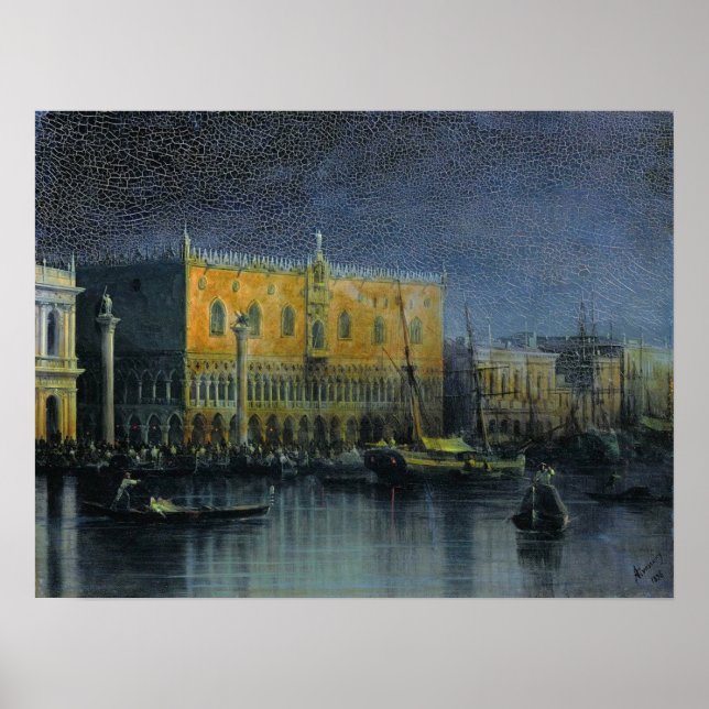 Póster Aivazovsky - Lluvias De Palacio En Venecia A La Lu (Frente)