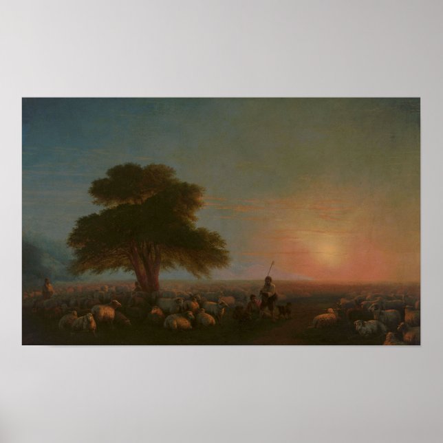 Póster Aivazovsky - Pastores Con Un Rebaño De Ovejas (Frente)