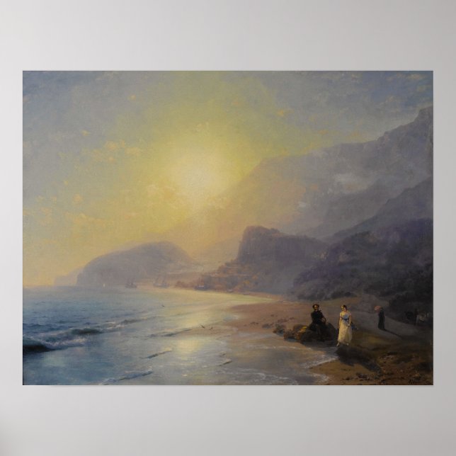 Póster Aivazovsky - Pushkin en la orilla (Frente)
