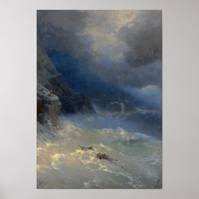 Póster Aivazovsky - Tormenta 1899 (Frente)