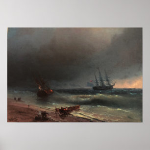 Póster Aivazovsky - Tormenta Fuera De La Playa