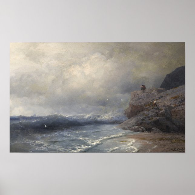 Póster Aivazovsky - Un barco en peligro 1894 (Frente)