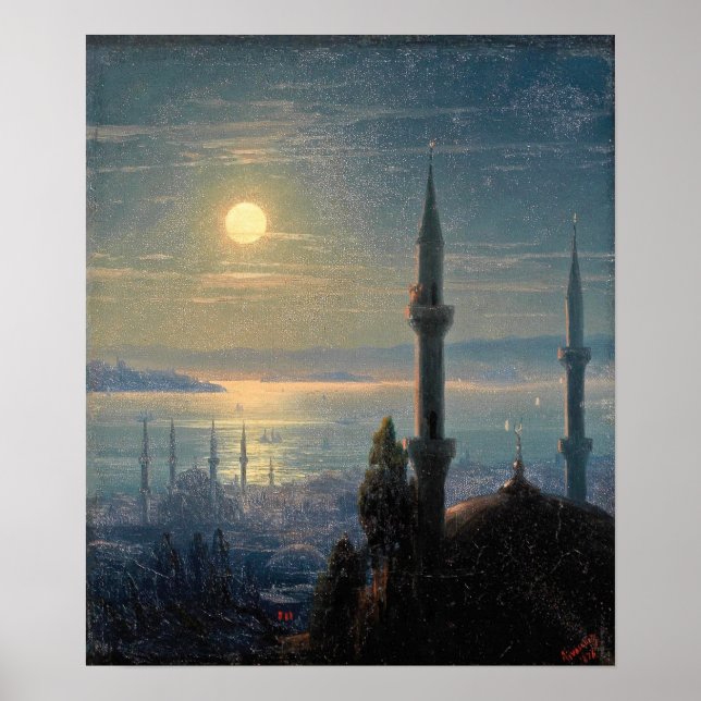 Póster Aivazovsky - Vista de Constantinopla 1876 (Frente)