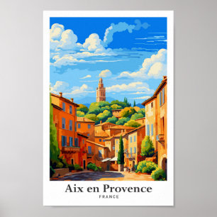 Póster Aix en Provence Francia Ilustracion de viajes de a