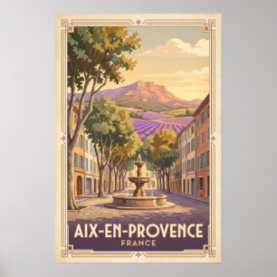 Póster Aix en Provenza Viajes Retro Francia