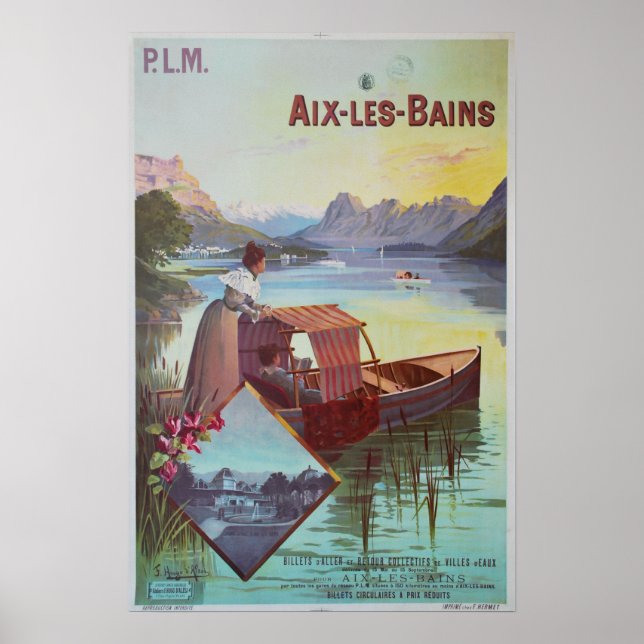 Póster Aix-les-Bains, Francia,Afiche de viajes (Frente)