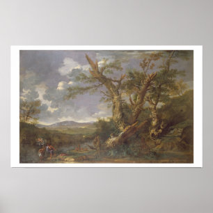 Póster Ajardine con el bautismo en la Jordania (aceite en