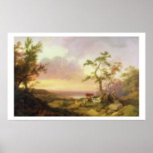Póster Ajardine con el ganado y el campesino, c.1781