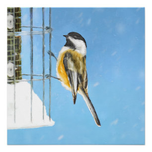 Póster Ajedrez en pintura de alimentador - Arte de pájaro