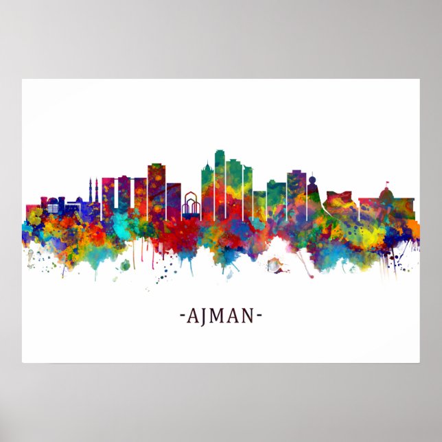 Póster Ajman UAE Skyline (Frente)