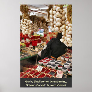 Póster Ajo, zarzamoras, fresas…