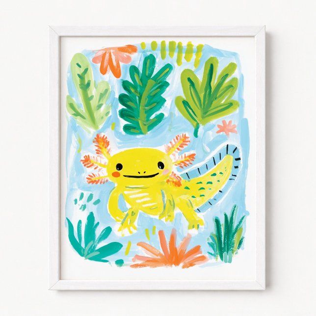 Póster Ajolote Amarillo (Yellow Axolotl Poster)