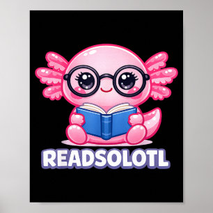 Póster Ajolote divertido bibliófilo ratón de biblioteca l