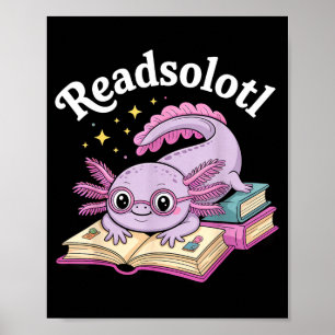 Póster Ajolote readsolotl lectura divertida lindo kawaii