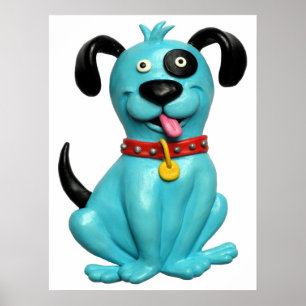 Póster Ajuar de baño para bebé niño Blue Pooch Nursery