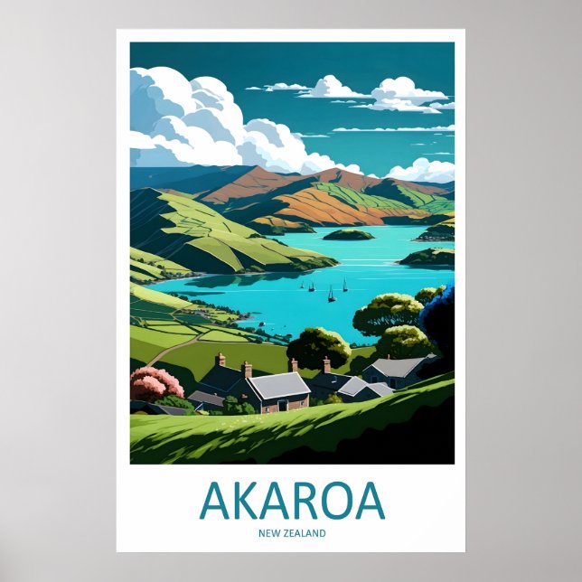 Póster Akaroa Vintage Travel Poster Ski National Park (Frente)