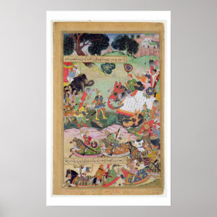 Póster Akbar receiving the drums and standards captured f