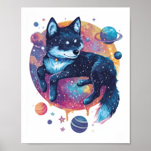 Póster Akita Astral - Perro Espacial Cósmico