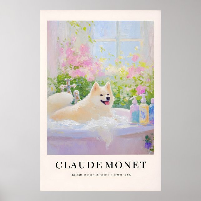 Póster Akita Inu Bathroom Art Print Monet Style Dog Lover (Frente)