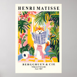 Póster Akita Inu On Toilet Art Print Funny Bathroom in