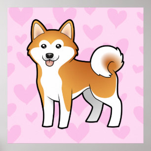 Póster Akita Inu / Shiba Inu Love