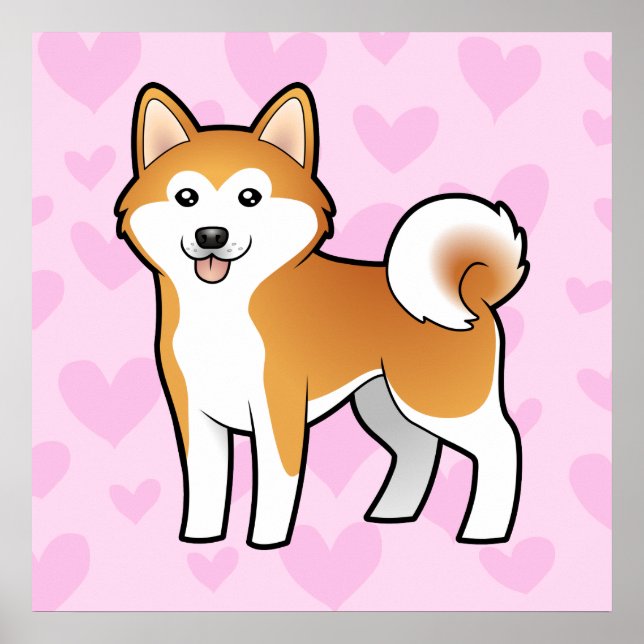 Póster Akita Inu / Shiba Inu Love (Frente)